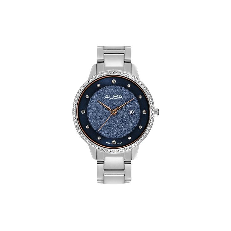 Seiko ALBA Кварцевые часы на стальном ремешке Женские часы Синий циферблат AH7W29X1