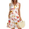 Womens Summer Dresses Loose V Neck Sleeveless Sundresses Dress With Pockets