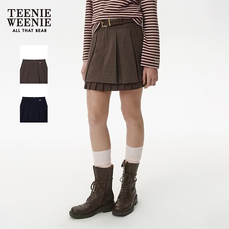 Teenie Weenie Женская клетчатая мини-юбка А-силуэта с плиссировкой