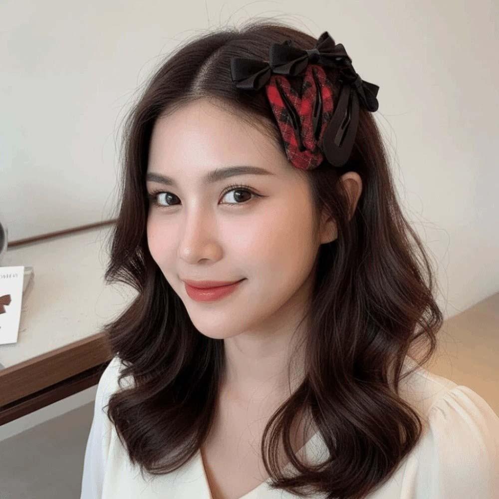 Zinc Zinc Alloy Plaid Bow Hairpin High-end Korean Barrettes Headwear Bownot Hair Clip for Gift