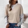New Autumn Women's Splicing Casual Simple Loose Round Neck Fake Two-piece Color-blocking Drop-sleeved Sweatshirt
