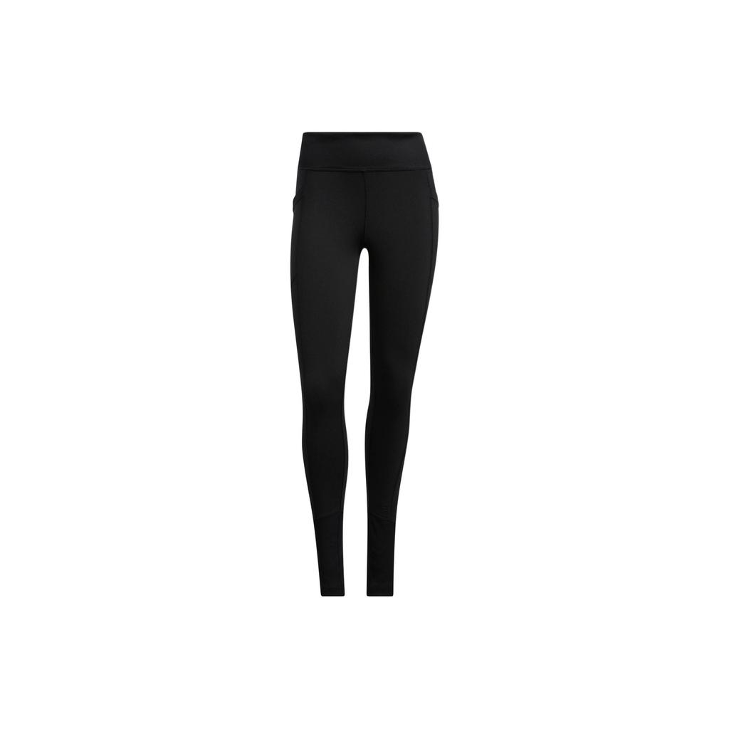 adidas Леггинсы женские с высокой талией и принтом логотипа, однотонные, черные, HN0659