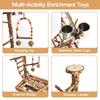 Bird Perch Play Stand Playground, Conure Parakeets Parrots Cockatiel Toys, for Bird Cage Accessories, Natural Wood