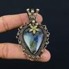 Labradorite Gemstone Copper Wire Wrap Handmade Beautiful Pendant Jewelry Gift For Love