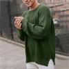Men's Solid-color Long-sleeved Round-neck Pullover, Knitted Sweater, Men's Striped Sweater