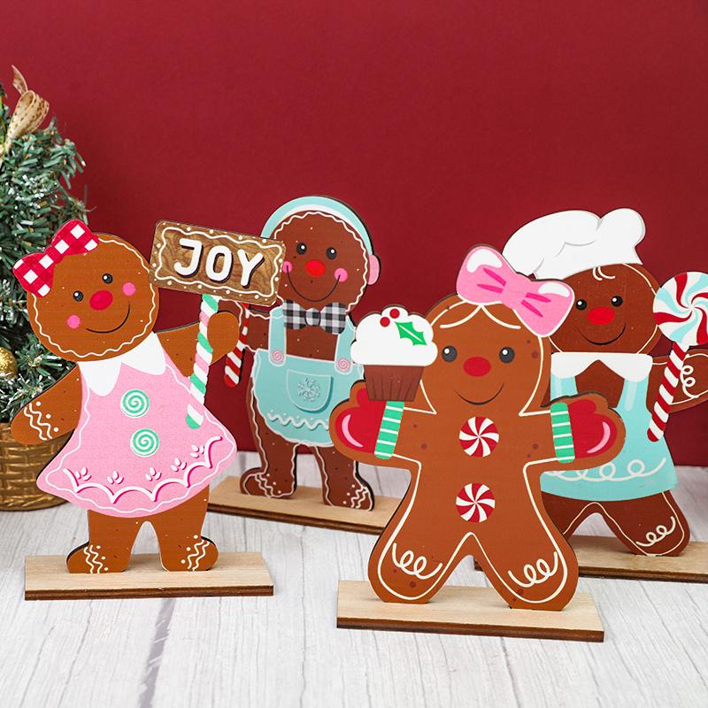 2024 Christmas Wooden Ornaments Santa Claus Xmas Tree Desktop Signs 2025 New Year Party DIY Decoration For Home Navidad Gifts