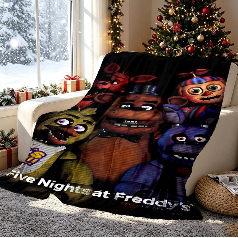 Five Nights at Freddy's Pattern Blanket for Home Decoration, Bed, Sofa, Car Travel, Camping, Suitable for All Seasons, Birthday Christmas Gift