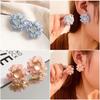 "Silver Needle Sweet Girl Resin Flower Earrings - High-End Lolita Style"
