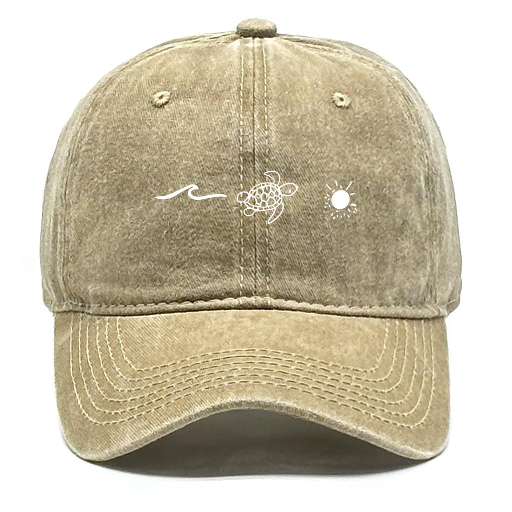 Waves Turtle Sun Print Unisex Snapback Baseball Hat Sports Hat All-season Adjustable Baseball Cap Perfect For Street Wear
