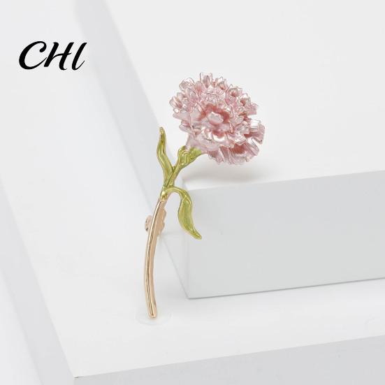 Carnation Brooch Alloy Enamel Flower Dripping Oil Process Pin Formal Attire Decoration Wear-Resistant Anti-Rust Versatile Collar Coat Accessory