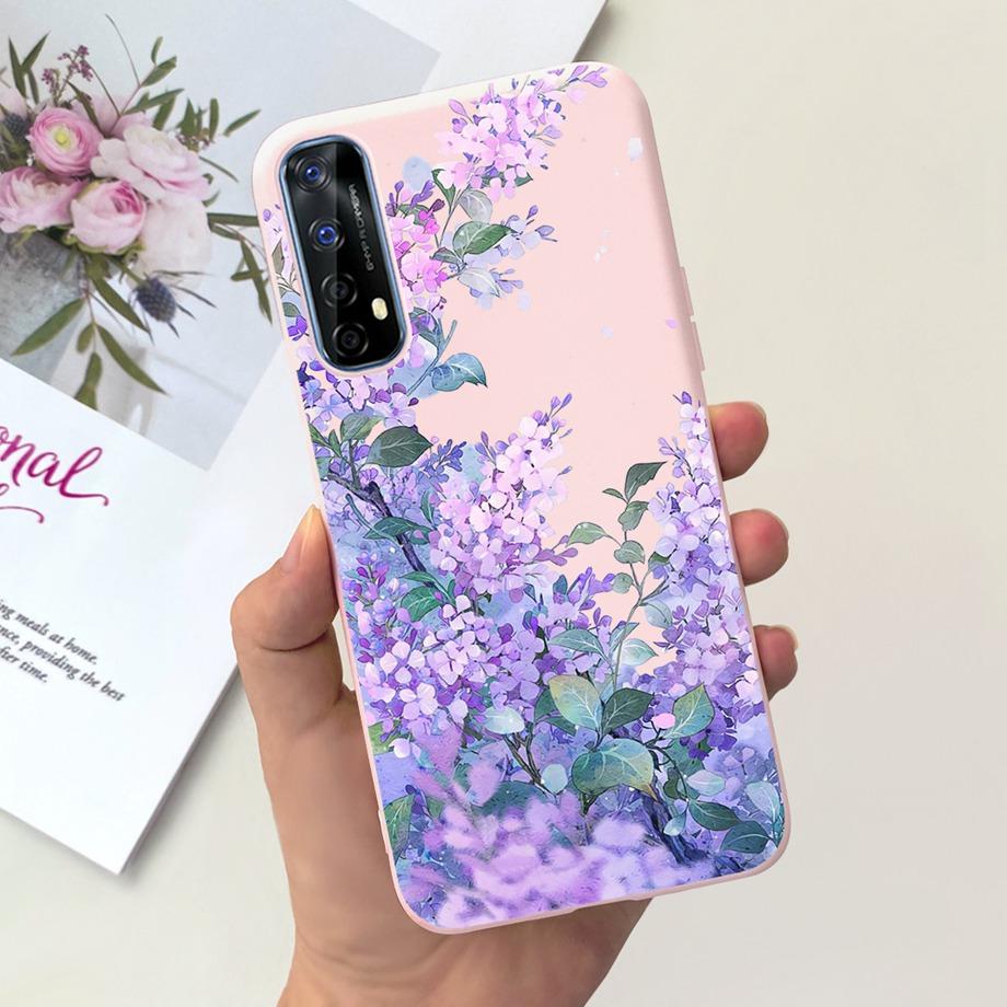 For Realme 7 4G Global Version Case Matte Liquid Silicone Bumper Shell For Realme7 RMX2155 Back Cover Lovely Cat Design Fundas
