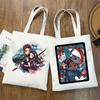 Japanese Anime Kimetsu No Yaiba Demon Slayer Graphic Cartoon Print Shopping Bags Girls Fashion Casual Pacakge Hand Bag