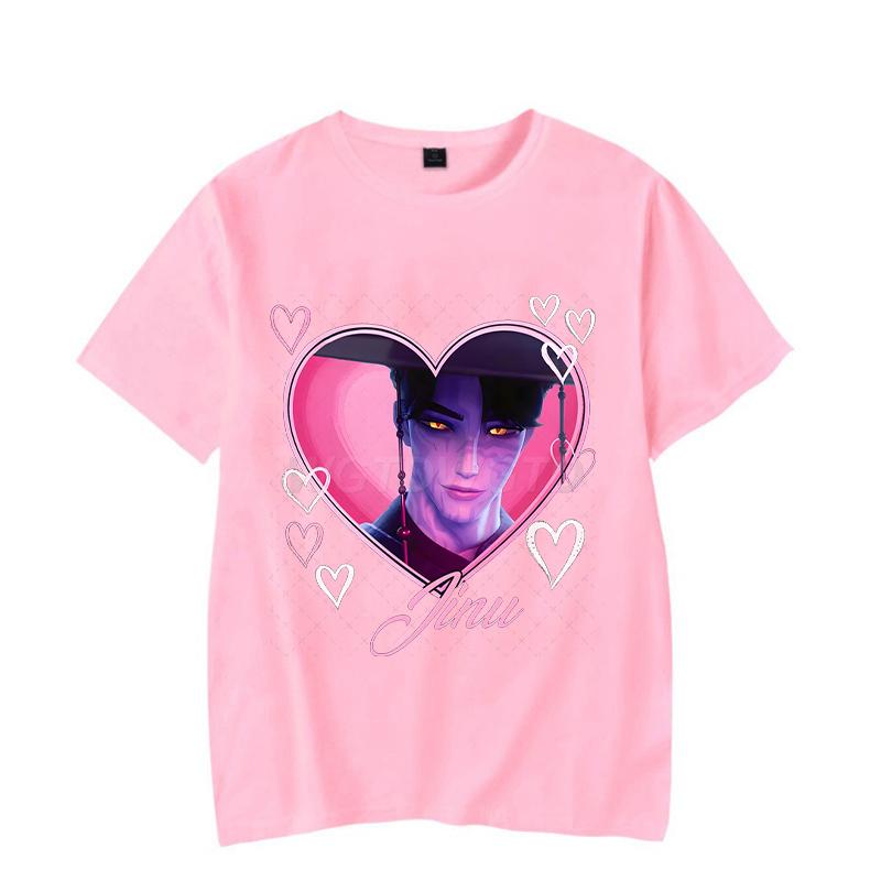 Модная K-pop футболка Demon Hunters Jinu Saja Boys с коротким рукавом для мужчин и женщин, повседневная футболка с круглым вырезом, аниме K-pop футболки Demon Hunters