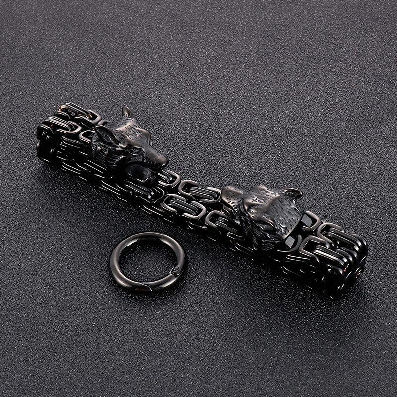 Браслет из нержавеющей стали Nordic Viking с двойной головой волка, мужской ретро-панк