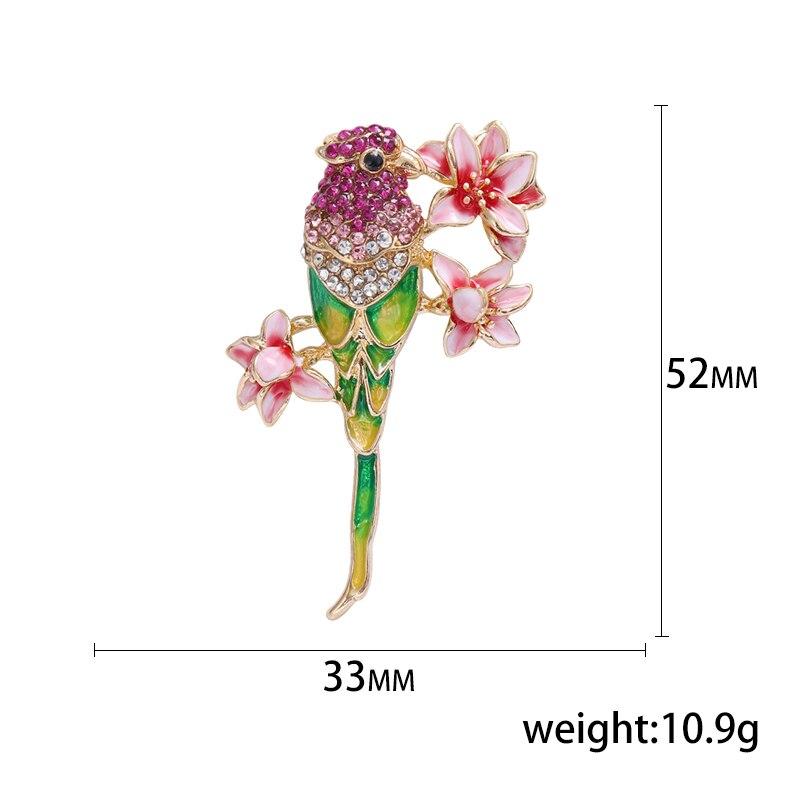 Blucome Cute Rhinestone Magpie Bird Shape Brooches for Women Gold Color Wedding Flowery Bird Special Design Pins