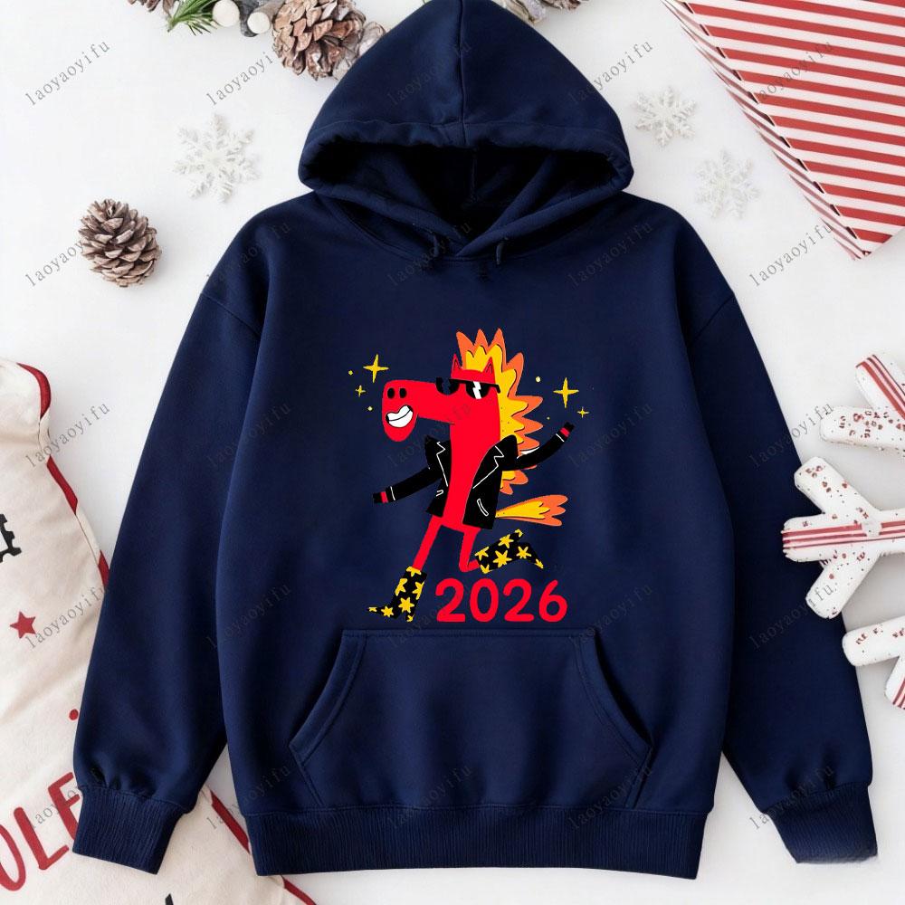 2026 Year of The Horse Happy Zodiac Lunar Hoodie Vintage Fashion Streetwear Pullover Gifts Chinese New Year Men Women Sweatshirt