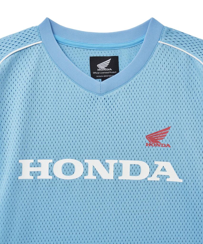 PHYPS MOTORCYCLE Motorcycle Piping Mesh Short Sleeve Light Blue