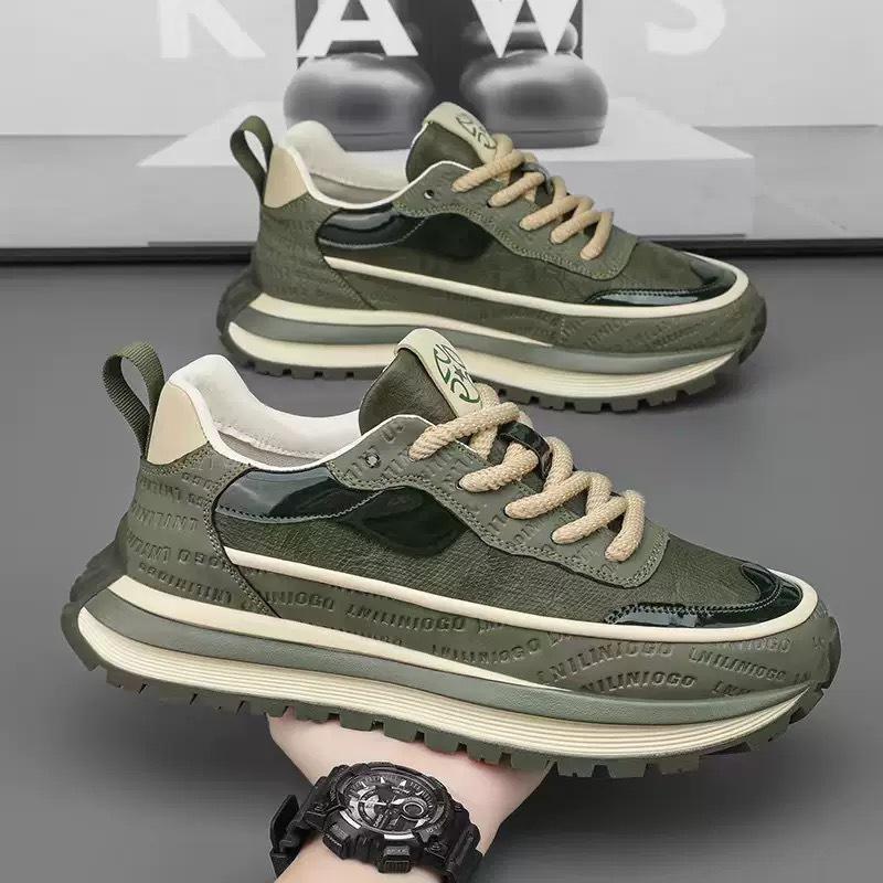 New Breathable Leather Sports Shoes for Men In Spring, Versatile Thick-soled Casual Shoes for Men H715