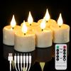 FREEPOWER Rechargeable Flameless Tealights with Remote Timer, Soft 3D Wick LED Tealights, Candle-Style Rechargeable Candles, Realistic Flickering,