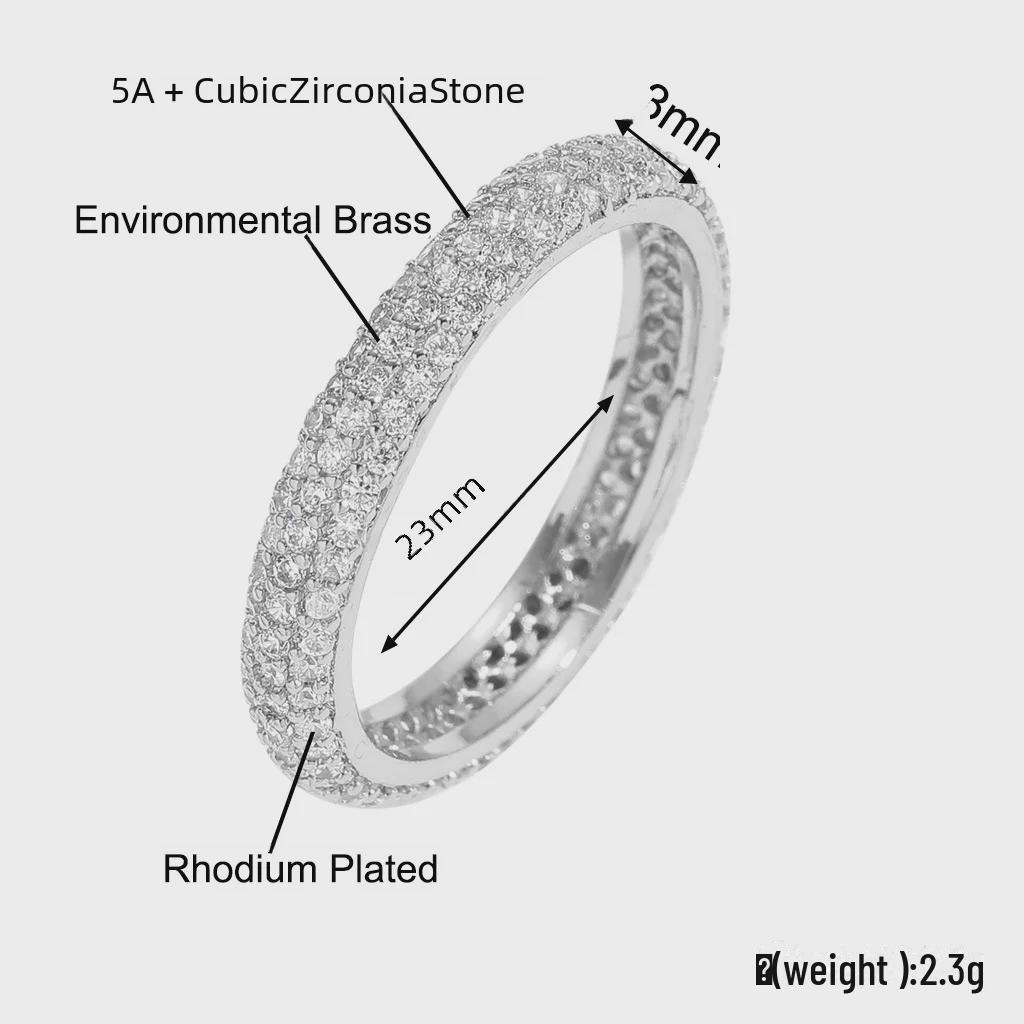 Кольцо-унисекс в стиле хип-хоп с микроинкрустацией из трех цирконов