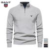 Autumn and Winter Embroidery New Men's Semi Open Sweater Men's Long Sleeved Stand Up Collar Solid Color Versatile Casual Top