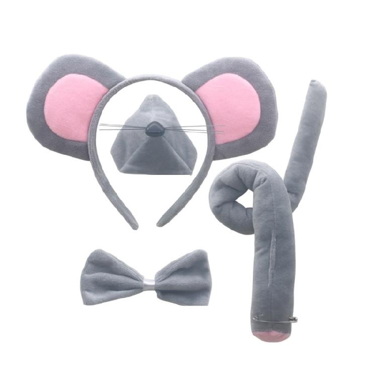 Little-Mouse Costume Accessories Set Mouse Ears Headband,Bowtie,Nose,Gloves Tail