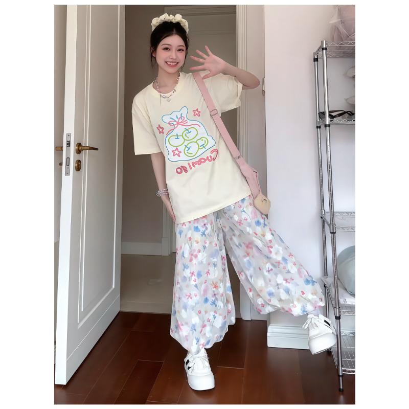 Цветные широкие брюки-кюлоты женские летние новые с высокой талией милые