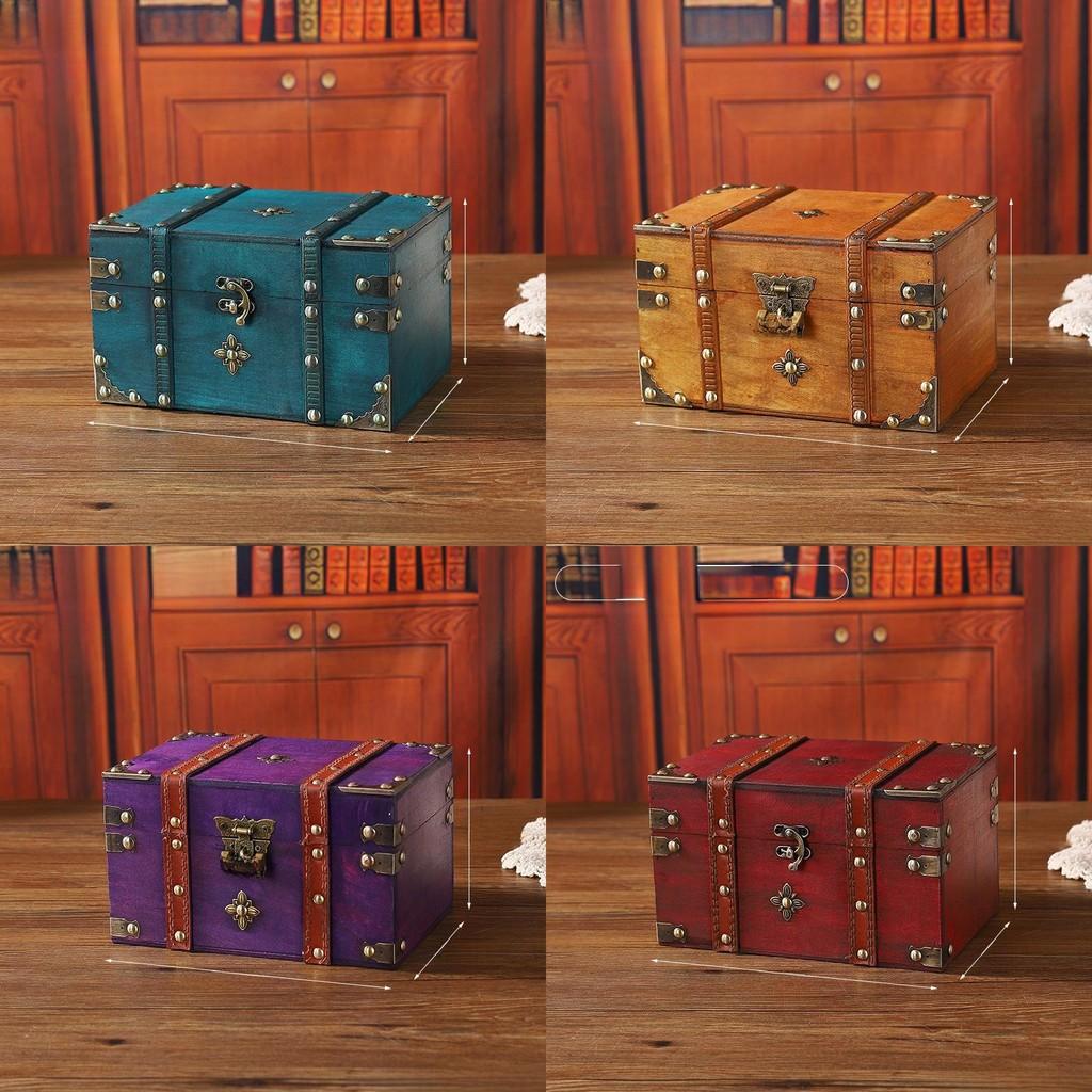 Storage Wooden Vintage Box With Lid For Desk And Shelf Organization Decoration