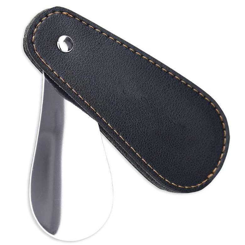 Spot Unisex Leather Shoe Horn with Portable Case