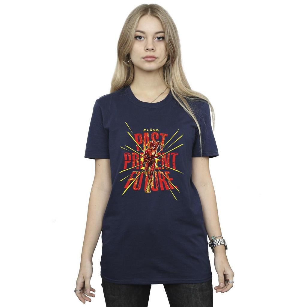 DC Comics Womens/Ladies The Flash Past Present Future Cotton Boyfriend T-Shirt