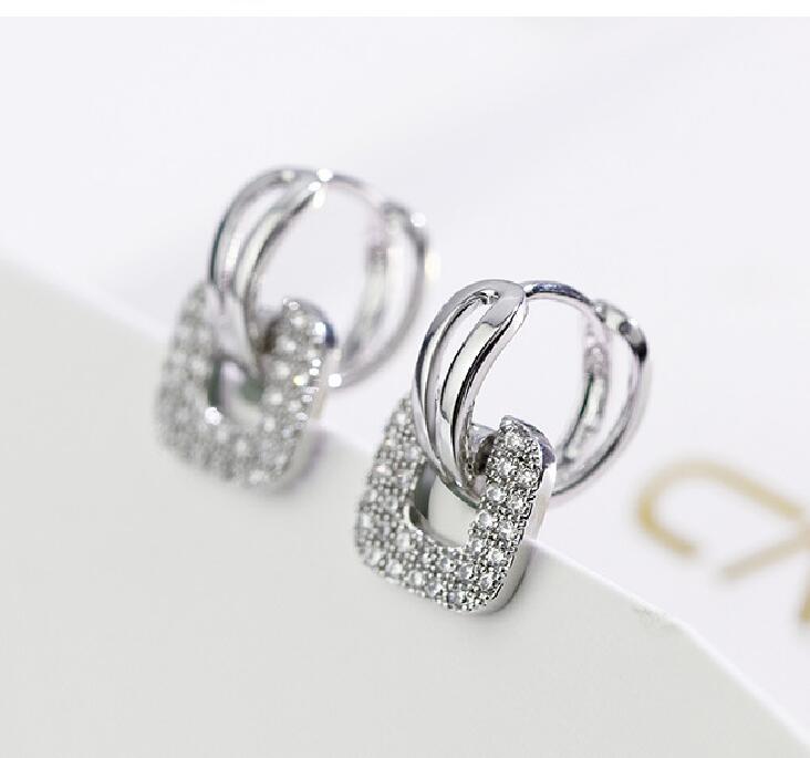New 925 Sterling Silver AAA Zircon Stud Earrings for Women Fashion Exquisite Student Girlfriend Jewelry Accessories Heart Gift