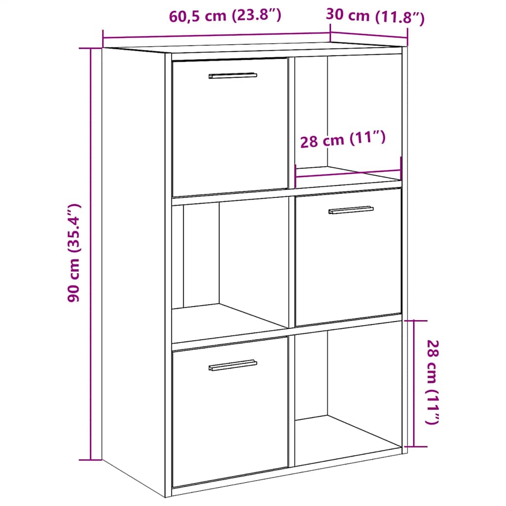 Bookcase Artisan Oak 60.5x30x90 cm Engineered Wood