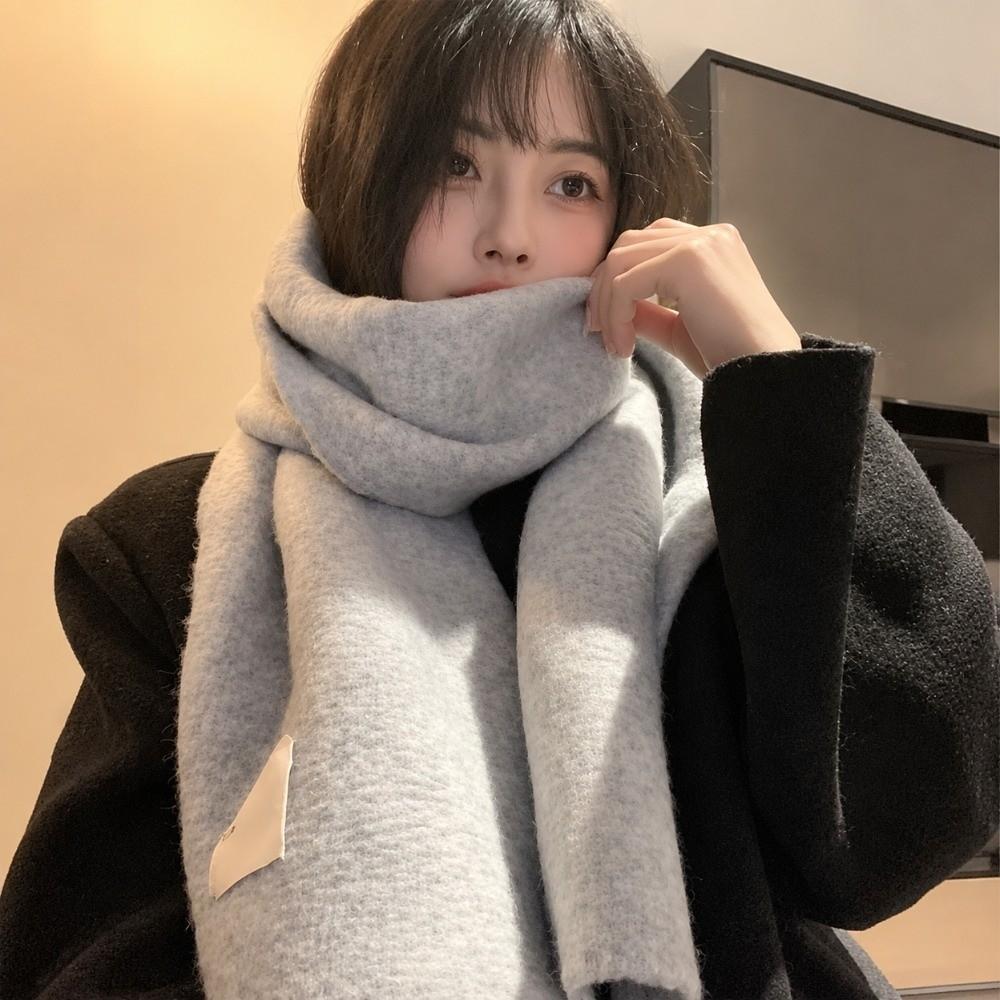Korean Style Neck Warmer Solid Color Warm Scarf Fashion Knitted Scarf Winter