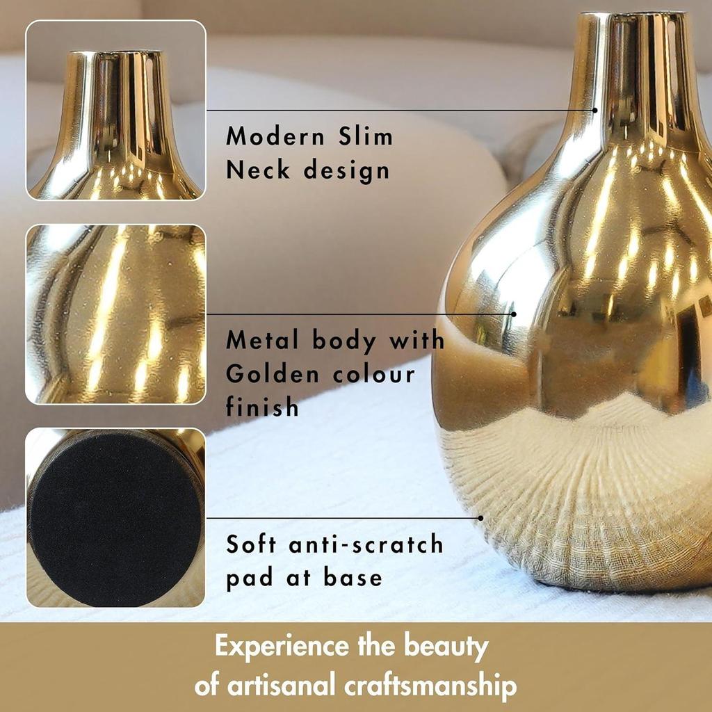 Металлическая ваза для цветов для домашнего декора, гостиной, офиса, свадьбы | Настольный декоративный предмет для фестивалей, дня рождения, золотая ваза 1 шт. (Цветок в комплект не входит)