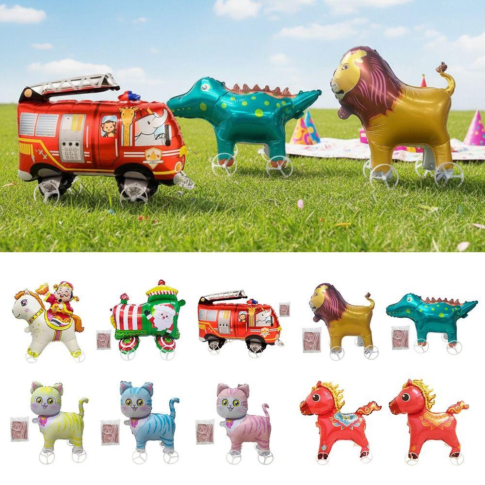 3D Дизайн Шарик-Ходунок Воздушный Шар из Алюминиевой Фольги Мультяшное Животное Фольгированный Шар Большого Размера Веревка Шкив Стоячий Шарик Праздник для Малыша