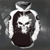 Хэллоуинские толстовки для мужчин, модные уличные худи оверсайз с графическим принтом черепа в стиле Харадзюку, удобные с карманами, мужская одежда