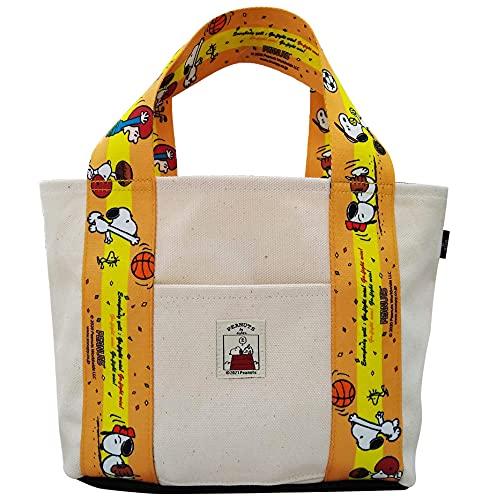 Сумка-тоут Snoopy с ручкой через плечо, стильная сумка-шоппер, холст, хорошее качество, сделано в Японии, милый персонаж SNOOPY, спортивная, цвет слоновой кости, ширина 33 x высота 20 x