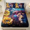Wild Animal Tiger and Lion Fitted Sheets Super King Size, with 1 Pillowcases, Bed Sheets Bedroom Decor Gift, 30 Cm Deep Pocket