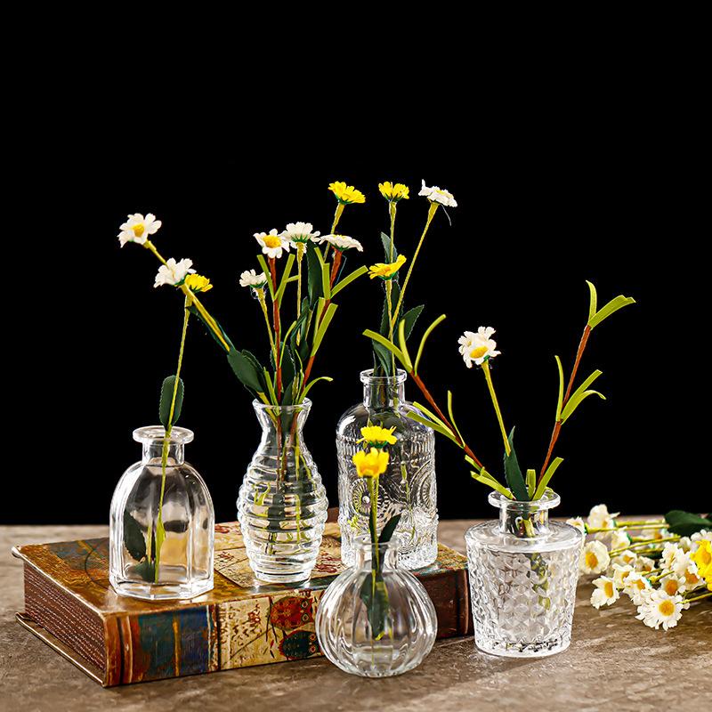 INS Mini Glass Vase Прозрачная гидропонная ваза для растений Настольные украшения Цветочные вазы для украшения центра дома Свадебная вечеринка Декор