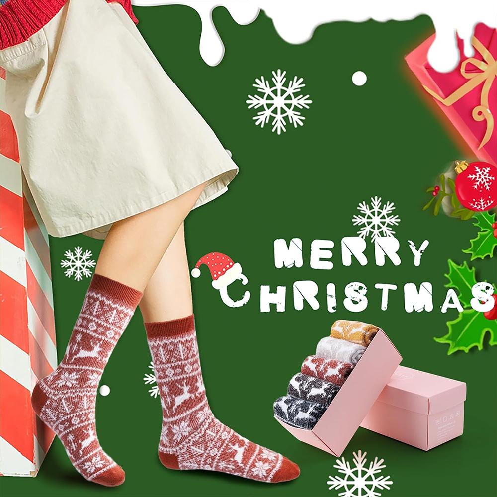 5 Pair Women Thick Soft Warm Fuzzy Socks Winter Wool Fluffy Cozy Socks Casual Home Sleep Socks