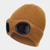 Autumn and winter wool glasses hat men's and women's ear protection knitted hat outdoor velvet warm hat cold-proof windshield pullover hat
