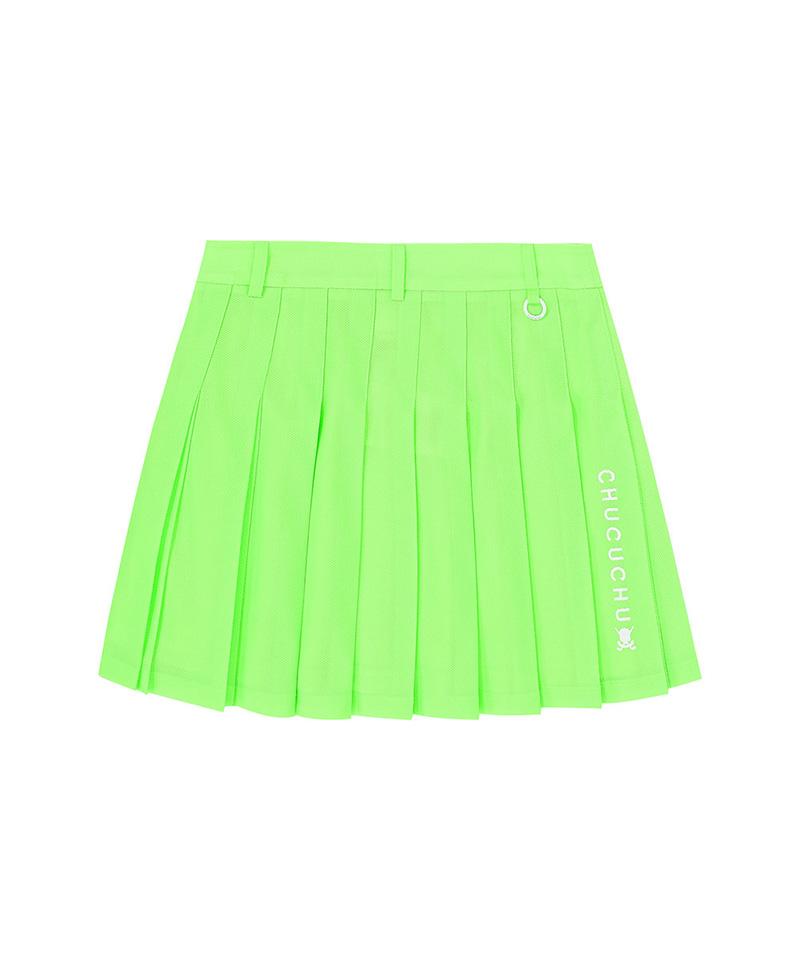 Chuku Chu C23M-Sk012W Ice Mesh Pleated Skirt (Lime)