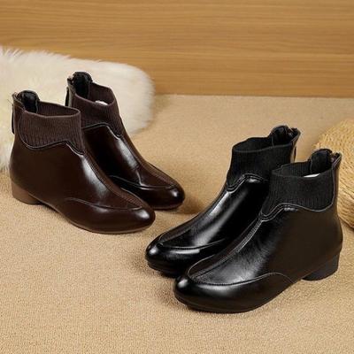 Ретро обувь, Эластичные ботильоны, Самые продаваемые ботинки, Теплые флисовые ботинки на низком каблуке с противоскользящей подошвой, Женская обувь