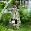 Handmade Outdoor Woven Straw Birdhouse: Warm Bird Nest Pendant for Home Decoration
