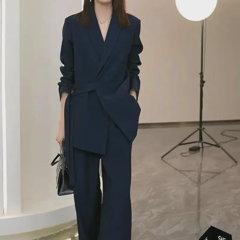 2024 Весна/Осень Большой размер Стиль невестки Свободные брюки широкого кроя Костюм-двойка для женщин