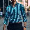 Striped Color Blocked Long Sleeved Shirt for Men In Spring Simple Solid Color Shirts Men’s