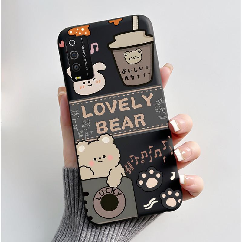 Casing For TCL 205 Case 4187D Aesthetic Fashion Cute Cat Cartoon Black Matte Soft Silicone Back Cover Shockproof TPU Phone Case