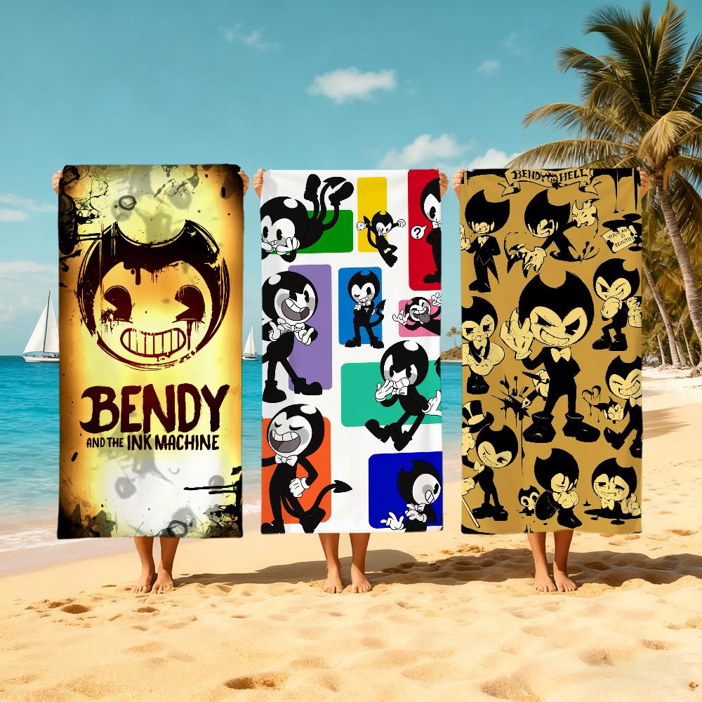B-bendy and the ink m-Machine ИГРА Полотенце Пляжное Быстросохнущее Мягкое Полотенца для Бассейна Подарок для Путешествий Спортзал Душ Кемпинг спорт