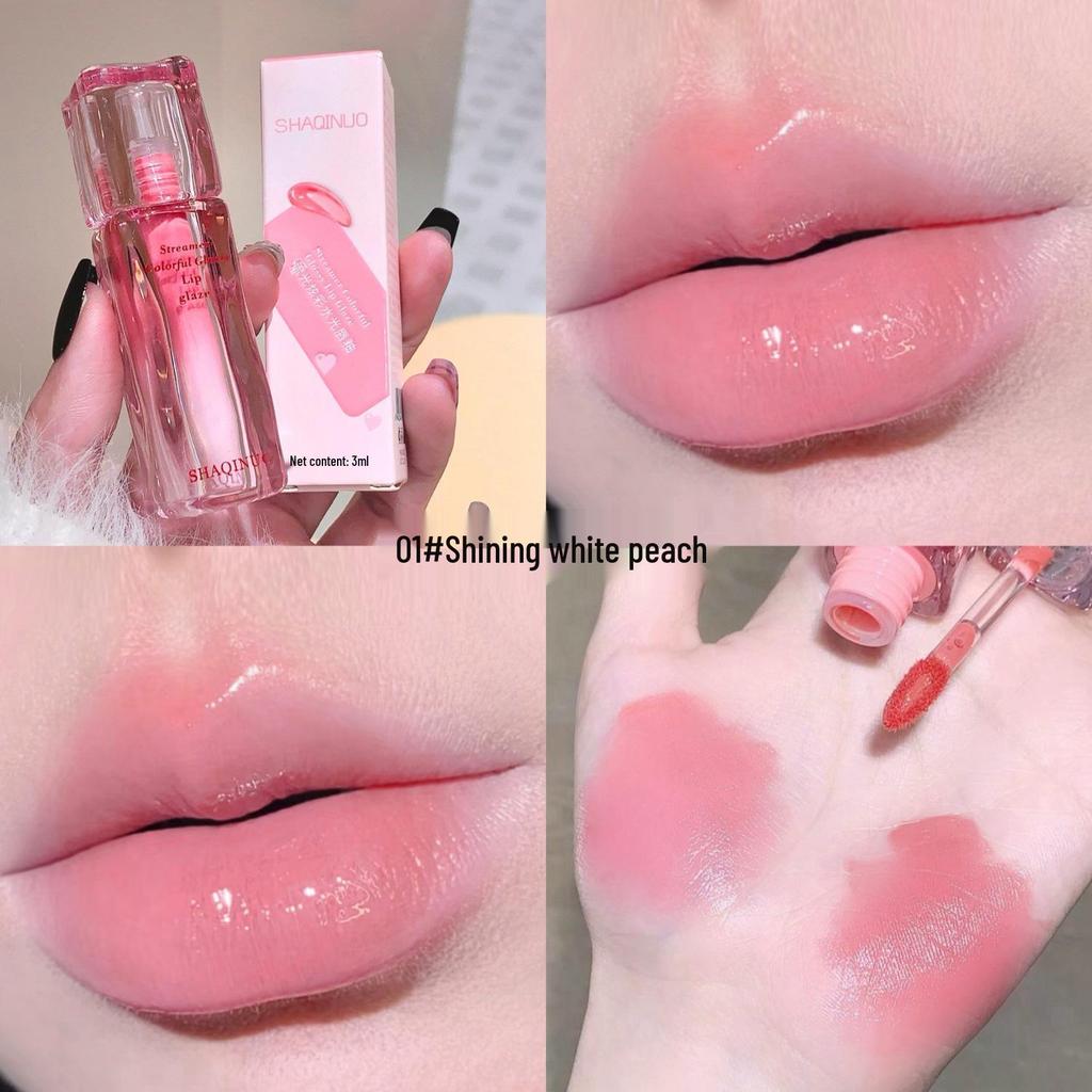 Сакино Переливающийся Блеск для Губ: Зеркальный финиш, эффект пухлых губ и отбеливание для губ, как стекло.