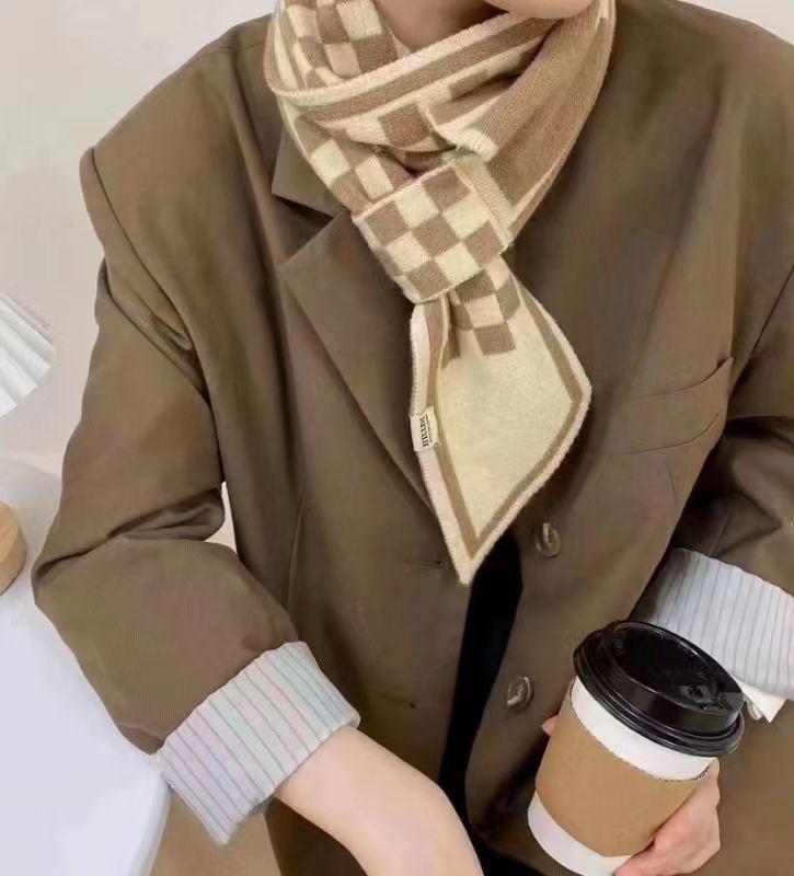 New 130x13cm Flower Korean Version Small Women Scarf Versatile For Autumn Winter, Warm Scarves Angled Party Gift